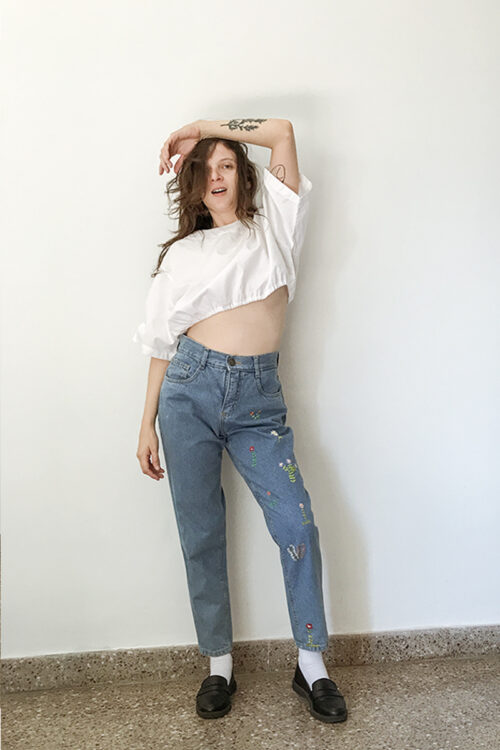 Jeans Vintage Flores Upcycled