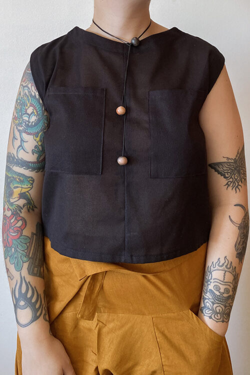 Collar de hilo y cerámica